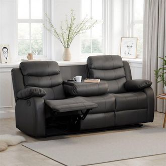Seconique Roma 3 Seater Recliner Sofa - Grey Faux Leather