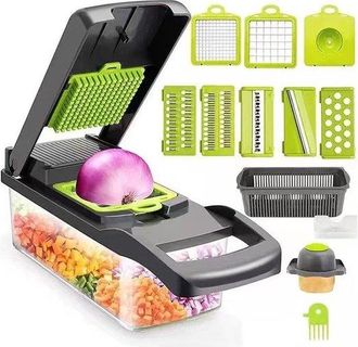 OEM Cortador De Verduras De 16 Piezas, Cortador Para Rebanar/cortar En Cubos, Cortador De Cebolla, Picador De Verduras, Rallador, Verde