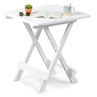 Dmora Dmora Table De Camping Pliante Carr&eacute;e, Made In Italy, 44x50x44 Cm, Couleur Blanche