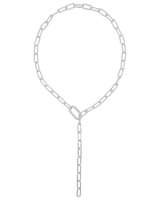Adornia Adornia Silver Plated Paper Clip Chain Lariat Necklace