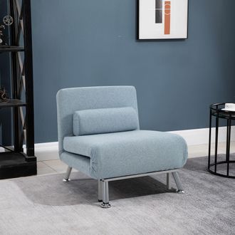 HOMCOM Single Folding 5 Position Convertible Sleeper Chair Sofa Bed in Blue