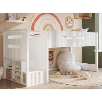 Flair Luca Ribbed Mid Sleeper Bed in White | Size: Single