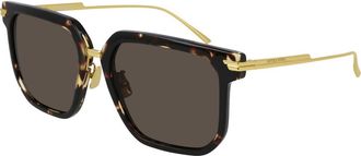 Bottega Veneta 57mm Square Sunglasses in Shiny Spotted Havana/brown at Nordstrom