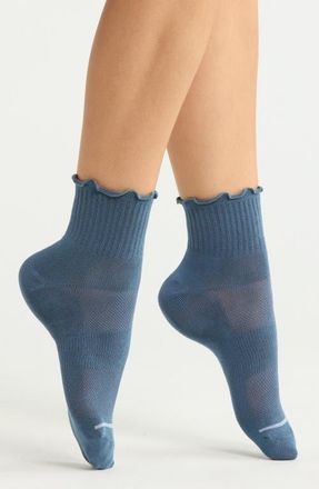 Nordstrom Athleisure Lettuce Edge Assorted 3-Pack Ankle Socks in Blue Multi Pk at Nordstrom, Size 9-11