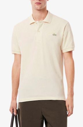 Lacoste Classic Fit Embroidery Detail Cotton Piqu&eacute; Polo in Cream at Nordstrom, Size 8