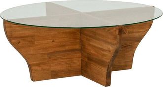 Dmora Mesa De Caf&eacute; Dborrell, Mesa De Centro Baja, Revistero Para Sof&aacute;, Estante De La Sala De Estar, 92x92h36 Cm, Roble - Dmora