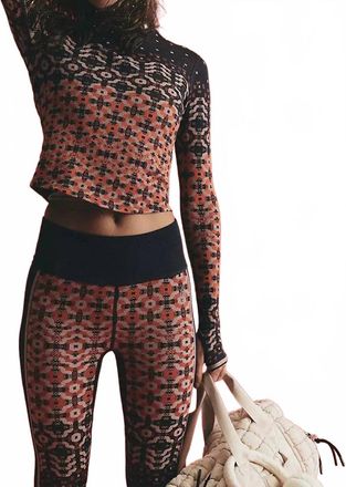 Free People Movement Myoko Jacquard Base Layer Top In Apres Navy Combo