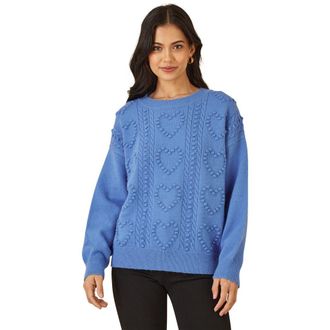 Yumi Heart Detail Relaxed Knit Sweater in Blue at Nordstrom, Size Medium
