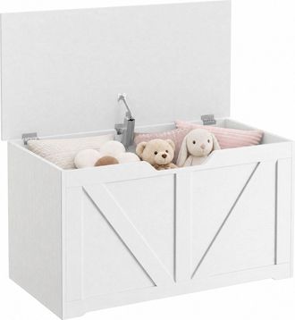 HOMCOM Homcom Ba&uacute;l De Almacenaje 100l, Banco De Almacenaje Con Bisagra Seguridad, Asa Con Recorte En U Para Recibidor, Dormitorio, Sal&oacute;n, 80x40x45 Cm, Blanco