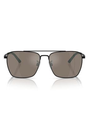 Oliver Peoples x Roger Federer R-15 56mm Square Sunglasses in Matte Black /Sierra Mirror at Nordstrom
