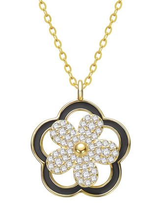 Rachel Glauber 14K Plated Cz Flower Necklace
