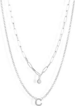 Meshmerise Diamond Initial Charm Necklace in White-C at Nordstrom Rack