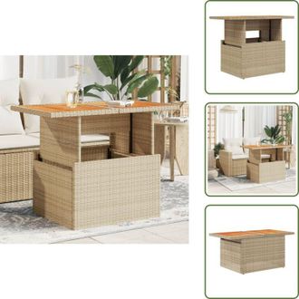 vidaXL Tavolo in rattan - vidaXL Tavolo da Giardino Beige 100x55x73 cm Polyrattan e Legno Acacia - Tavolo in legno acacia