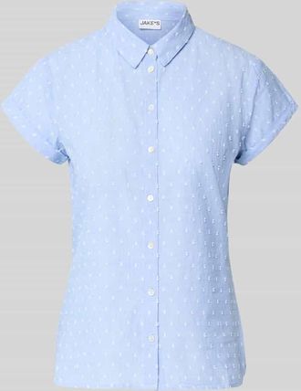 Jake*s Casual Slim Fit Bluse im Allover-Look in Bleu, Gr&ouml;&szlig;e 34