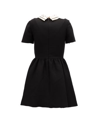 Valentino Garavani Black Mini Dress with Embellished Womens Collar
