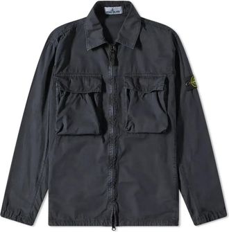 Stone Island Brushed Cotton 2-Pocket Shirt Jacket Charcoal 7615114WN-V0165