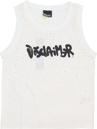 Disclaimer Wit Logo Tanktop Damesmode - Dames - Tops zonder mouwen - Wit - S - Katoen - Tops