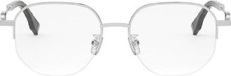 Fendi Round Semi Rim Metal Frame Eyeglasses - Silver