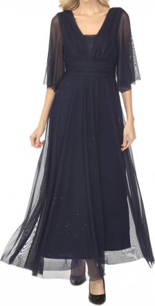 Joseph Ribkoff Shimmery A-Line Evening Gown In Navy