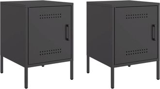 vidaXL Bedside Cabinets 2 pcs Black 36x39x50.5 cm Steel Vidaxl