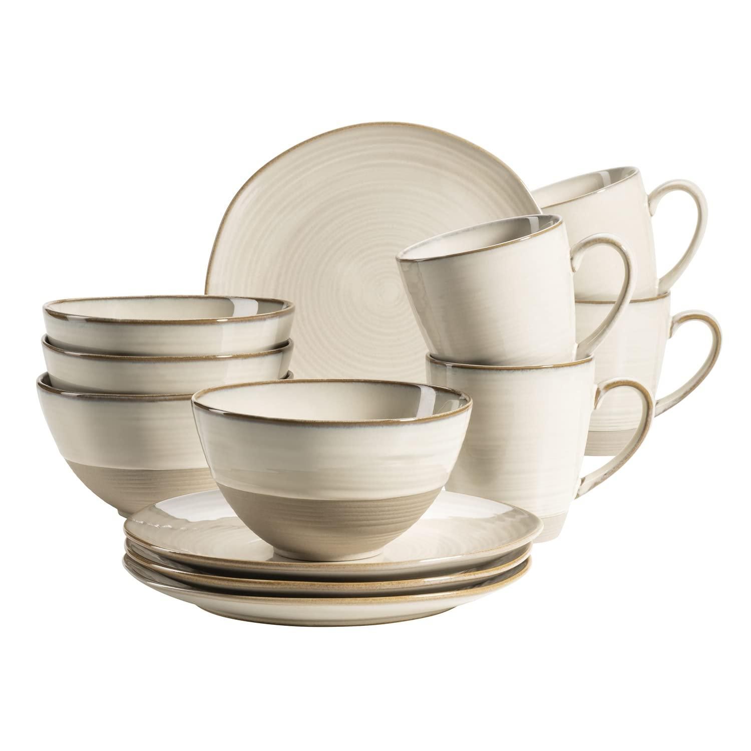 LEONARDO HOME Geschirrset ROMA 12-teilig – Service Für 4 Personen In Taupe, Mikrowellen- & Spülmaschinengeeignet