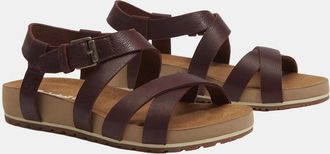 Timberland Womens Timberland Malibu Waves Cross Strap Full Grain Leather Womens Sandals - Burgundy - Red - Size: 5/E
