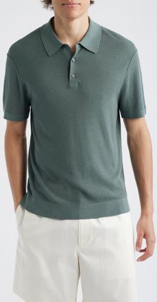 Theory Silk & Cotton Piqu&eacute; Polo Sweater in Light Pine Grove at Nordstrom, Size Xx-Large