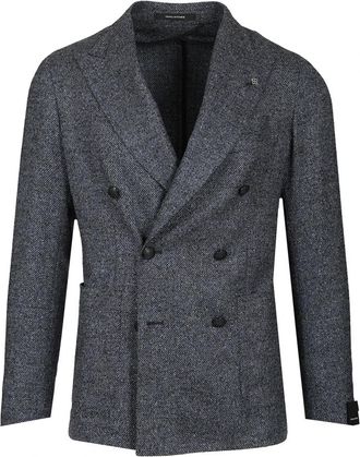 Tagliatore Double-Breasted Blazer - Heren - Blazers - Blauw - L - Leer - Jassen