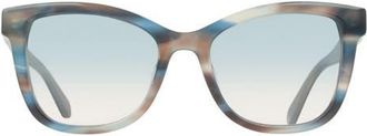 Ferragamo 54mm Rectangle Sunglasses in Striped Sand Blue at Nordstrom