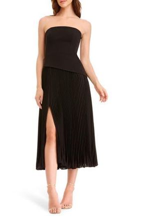Dress The Population Kacey Strapless Midi Dress in Black at Nordstrom Rack, Size Large