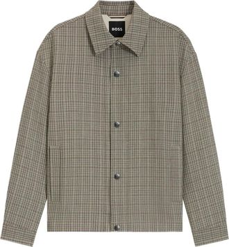 BOSS Craig checked-pattern buttoned jacket - men - Polyester/Viscose/Elastane/Viscose - 52 - Neutrals