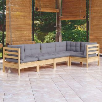 vidaXL Juego De Muebles De Jard&iacute;n 5 Pzas Y Cojines Madera De Pino Vidaxl