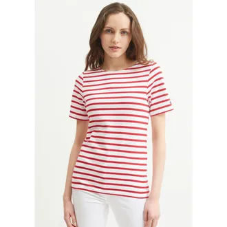 Saint James LEVANT MODERN - Breton Stripe Short Sleeve Shirt in White/red at Nordstrom, Size Xxx-Large