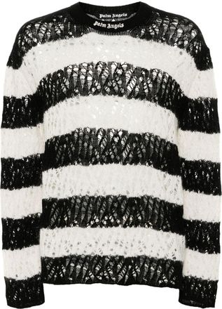 Palm Angels logo-embroidered open-knit jumper - men - Polyamide/Wool - S - Black