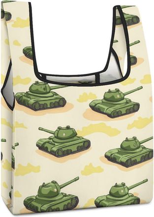 Generic Army Green Tanks Shopping Bag Reusable Grocery Tote Bag Foldable Handbag for Travel Picnic