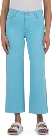 Kut from the Kloth Meg Fab Ab Raw Hem High Waist Ankle Wide Leg Jeans in Capri Blue at Nordstrom, Size 12