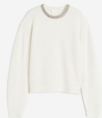 H&M Pullover mit Strassverzierung - Weiss