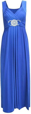 Purple Hanger Womens Sleeveless Ladies Cross Over Wrap Buckle Belt Back Tie Fastening Long Maxi Dress Plus Size, Royal, 12 / 14