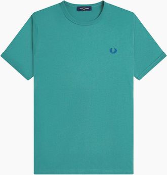 Fred Perry Mens Fred Perry Ringer T-Shirt Deep Mint - Blue - Size: 44
