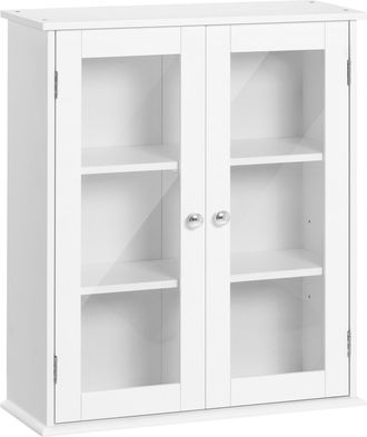 Kleankin Kleankin Pensile Bagno A 2 Ante In Legno E Vetro Con Ripiano Regolabile Bianco