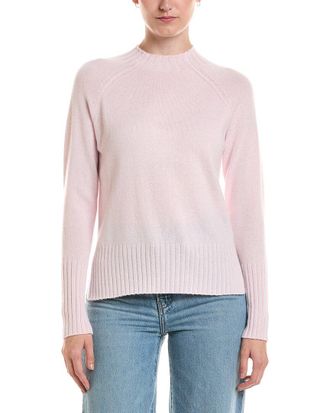 Fort&eacute; Cashmere Rib Trim Hi Low Funnel Neck Cashmere Sweater