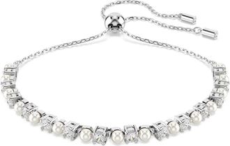 Swarovski Armband Unisex Matrix Kristal Parel Wit Gerhodineerd 5689633 - Dames - Armbanden - Grijs - ONE Size - Accessoires