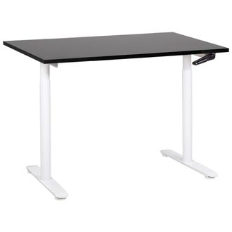 Beliani Escritorio De Altura Regulable Manualmente Oficina Moderna Patas Redondas 120 X 72 Cm Tablero Negro Estructura De Acero Blanco Destinas