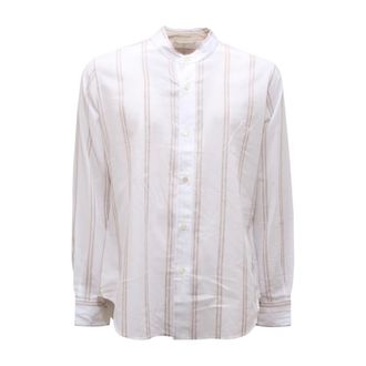 Eleventy Casual Shirts, male, White, L, Linen Blend Korean Style Shirt