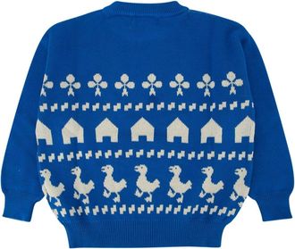 Bobo Choses Boys Jacquard Sweatshirt Blue Cotton Sweatshirts