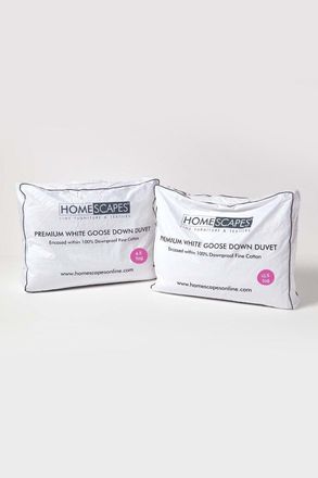 Homescapes Premium White Goose Down 15 Tog All Seasons Duvet | Size: Single