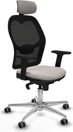 Piqueras y Crespo Piqueras Y Crespo - Jorquera Sincro Malla Negra Similpiel Blanco Brazos 2d Base Aluminio Cabecero 2d Ruedas 65mm Engomada