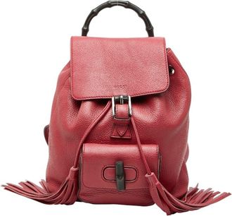 Gucci Red Color Leather Backpack (Pre-Owned)