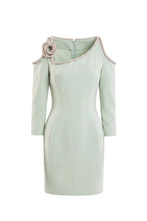 Saiid Kobeisy Green Mini Dress with Crystal Embellishments