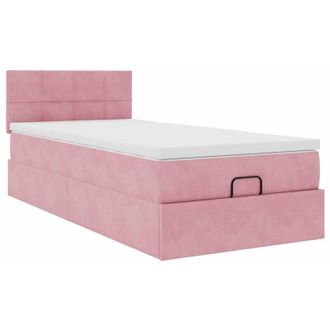 vidaXL Estructura De Cama Otomana Colch&oacute;n Terciopelo Rosa 90x200cm Vidaxl